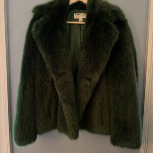 Michael Kors Faux Fur Green Short Jacket Size S